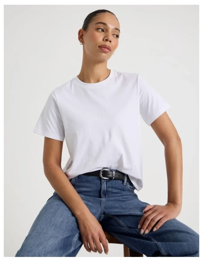 GRAB Regular Fit Crew Neck Tee in White