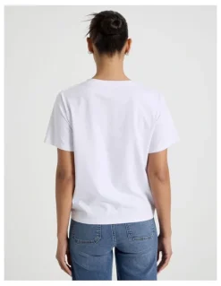 GRAB Relaxed Fit V Neck Tee in White