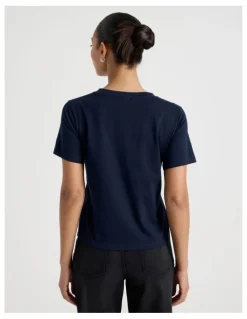 GRAB Relaxed Fit V Neck Tee in Navy