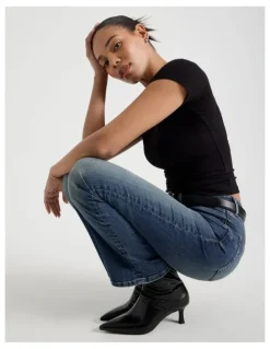 GRAB Sculpt Bootcut Mid Rise Jeans in Dark Wash