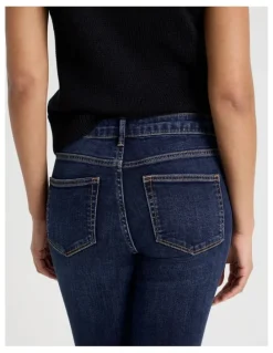GRAB Skinny Mid Rise Jean With Short Inseam in Medium Indigo