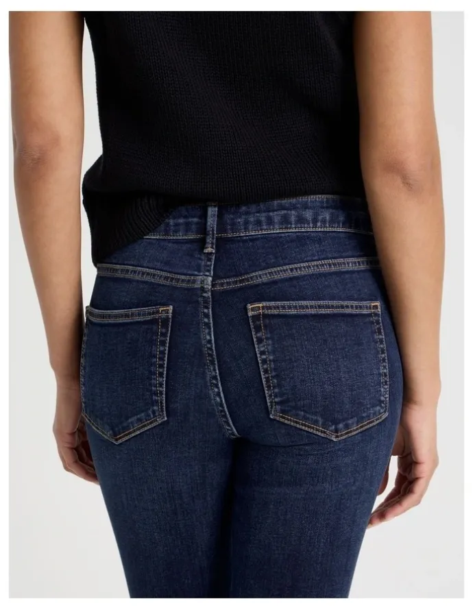 GRAB Skinny Mid Rise Jean With Short Inseam in Medium Indigo