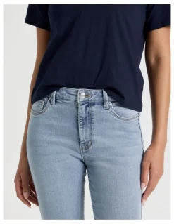 GRAB Skinny Mid Rise Jean With Short Inseam in Light Indigo