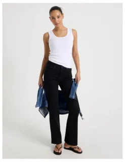 GRAB Slim Fit Scoop Neck Tank in White