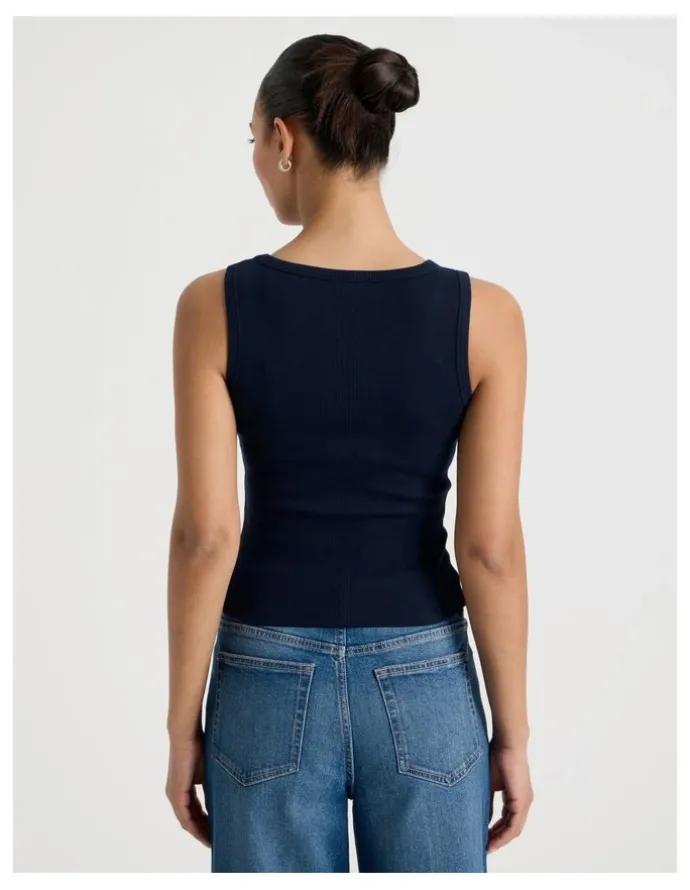 GRAB Slim Fit Scoop Neck Tank in Navy