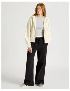 GRAB Wide Leg Fleece Pants in Black
