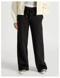 GRAB Wide Leg Fleece Pants in Black
