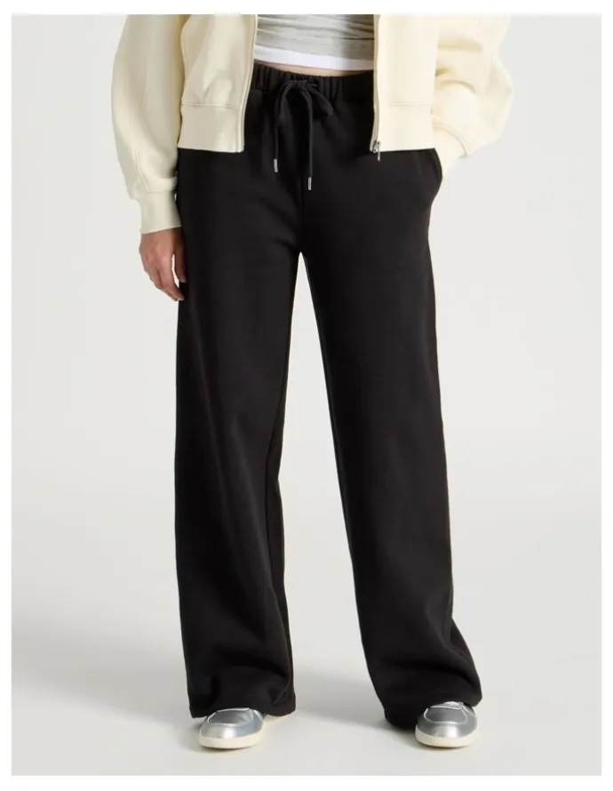 GRAB Wide Leg Fleece Pants in Black