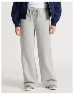 GRAB Wide Leg Fleece Pants in Light Heather Grey