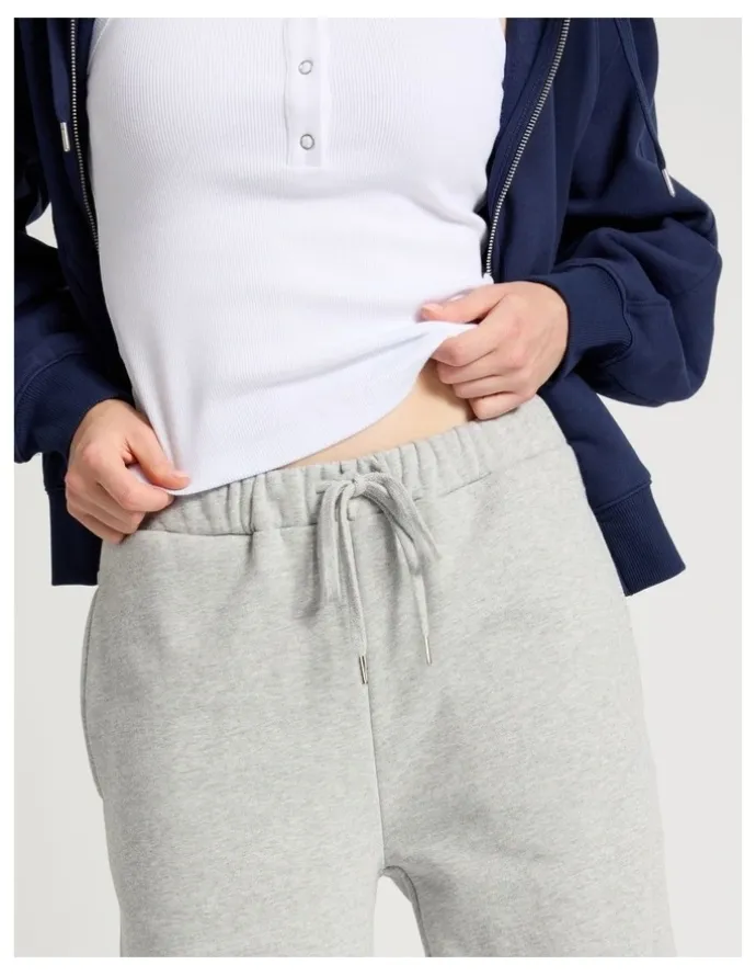 GRAB Wide Leg Fleece Pants in Light Heather Grey