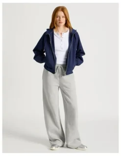 GRAB Wide Leg Fleece Pants in Light Heather Grey