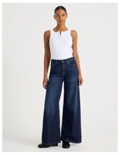 GRAB Wider Leg High Rise Jean In Dark Indigo