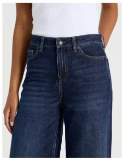 GRAB Wider Leg High Rise Jean In Dark Indigo
