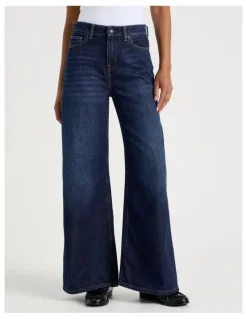 GRAB Wider Leg High Rise Jean In Dark Indigo