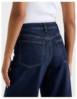 GRAB Wider Leg High Rise Jean In Dark Indigo