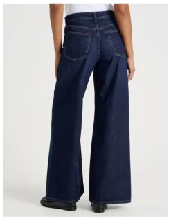 GRAB Wider Leg High Rise Jean In Dark Indigo
