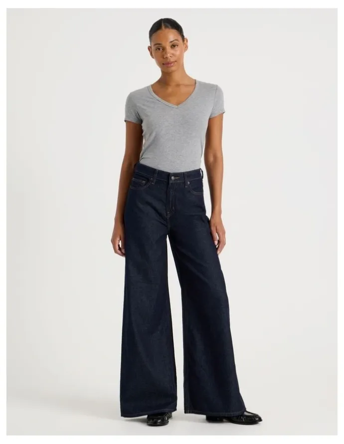 GRAB Wider Leg High Rise Jean In Rinse