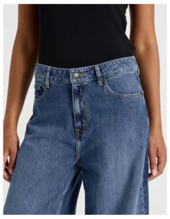 GRAB Wider Leg High Rise Jean in Medium Indigo