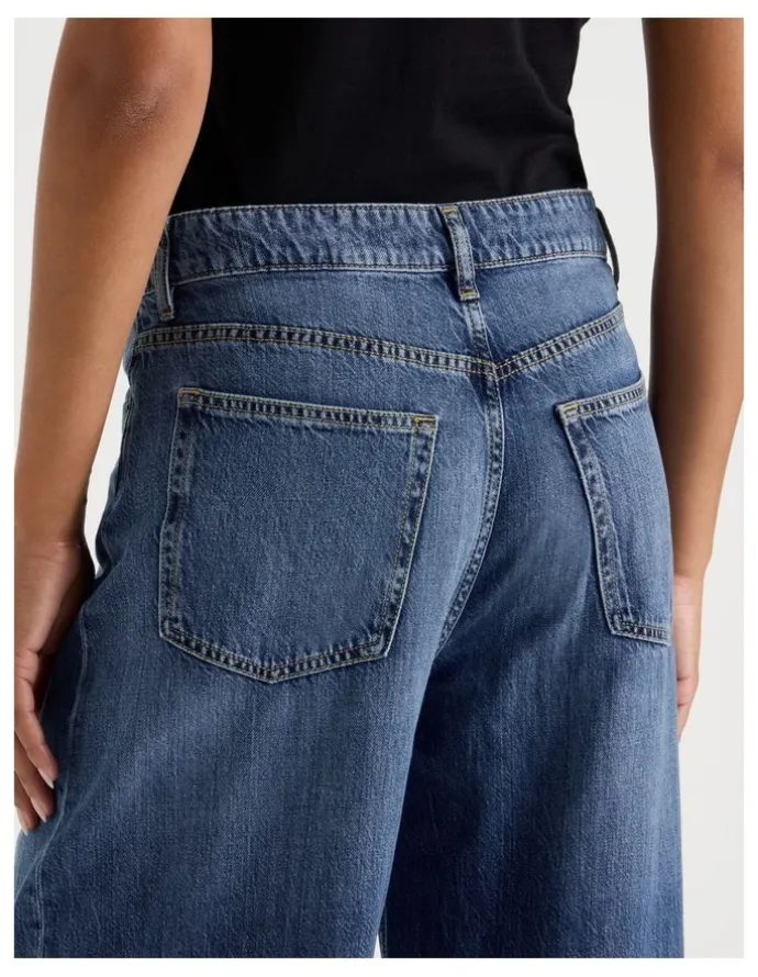 GRAB Wider Leg High Rise Jean in Medium Indigo