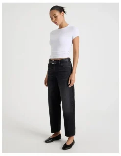 GRAB Barrel Mid Rise Jean In Washed Black