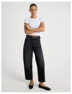 GRAB Barrel Mid Rise Jean In Washed Black