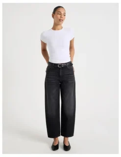 GRAB Barrel Mid Rise Jean In Washed Black