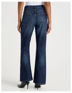GRAB Flare High Rise Jeans in Dark Wash
