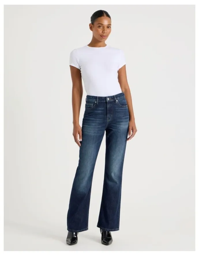 GRAB Flare High Rise Jeans in Dark Wash