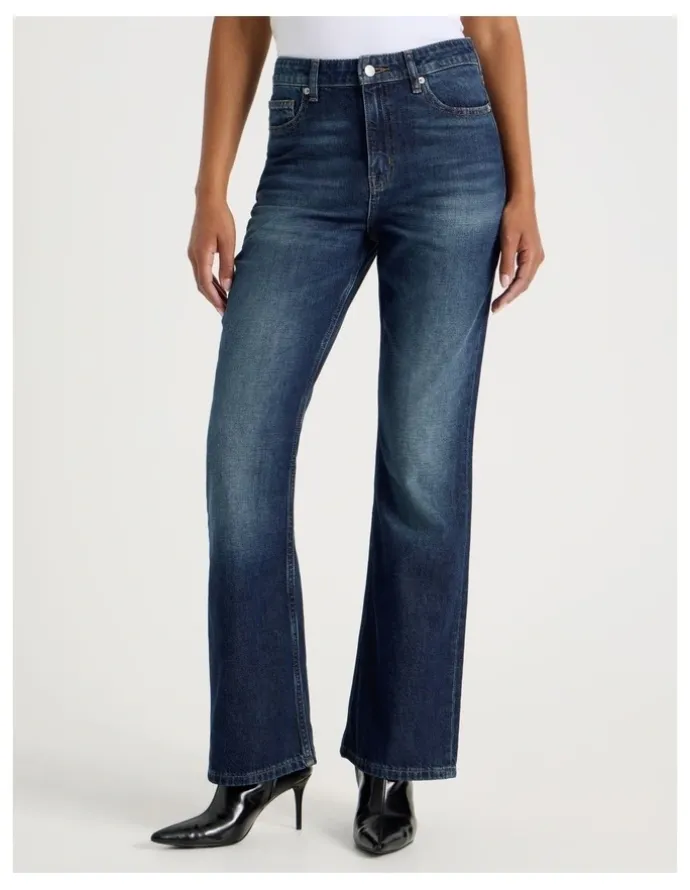 GRAB Flare High Rise Jeans in Dark Wash