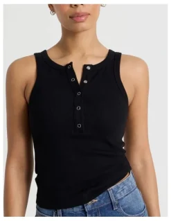 GRAB Henley Tank in Black