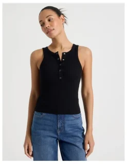 GRAB Henley Tank in Black