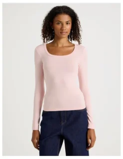 Grab Long Sleeve Scoop Neck Tee in Lotus