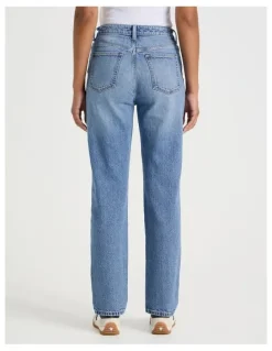 GRAB Mom High Rise Jeans in Medium Indigo