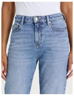 GRAB Mom High Rise Jeans in Medium Indigo