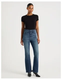GRAB Skinny Bootcut High Rise Jeans in Dark Indigo