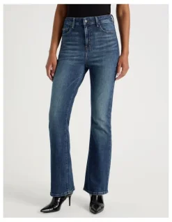 GRAB Skinny Bootcut High Rise Jeans in Dark Indigo
