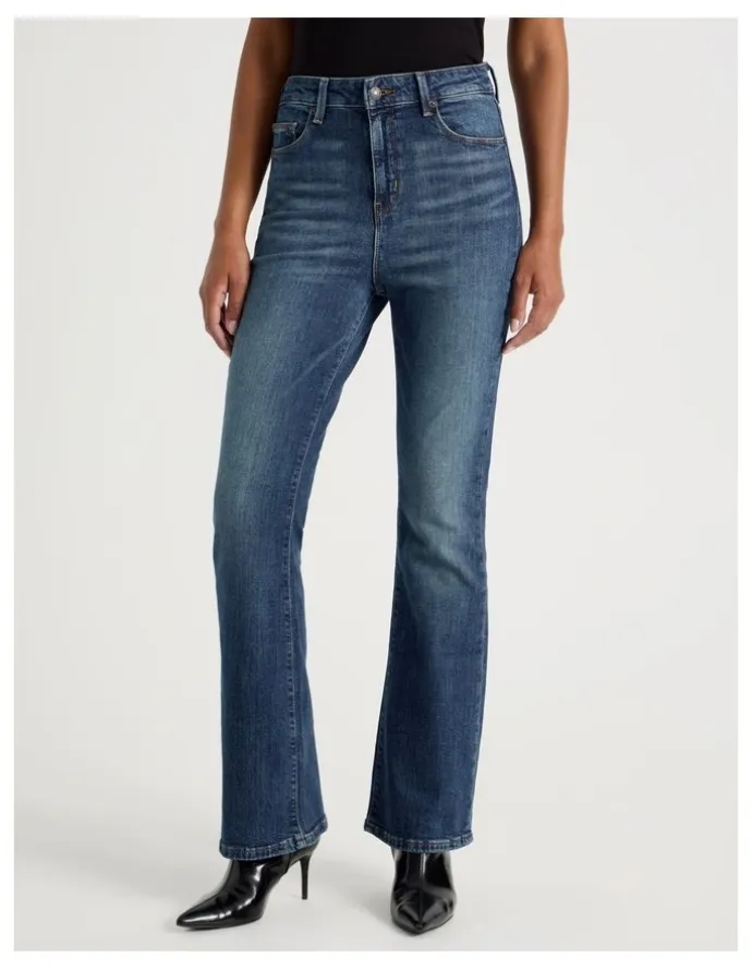 GRAB Skinny Bootcut High Rise Jeans in Dark Indigo