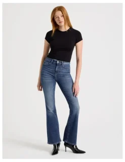 GRAB Skinny Bootcut High Rise Jeans in Medium Indigo