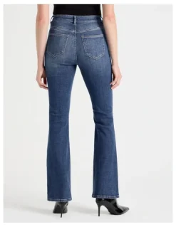 GRAB Skinny Bootcut High Rise Jeans in Medium Indigo