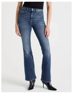 GRAB Skinny Bootcut High Rise Jeans in Medium Indigo