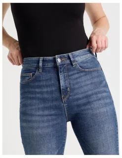 GRAB Skinny Bootcut High Rise Jeans in Medium Indigo
