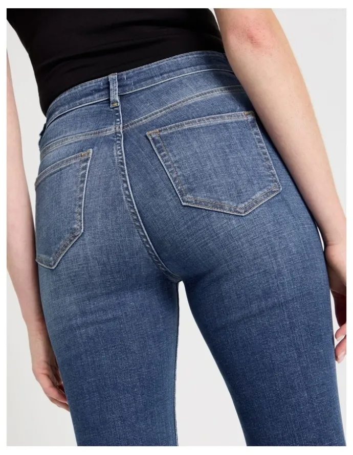 GRAB Skinny Bootcut High Rise Jeans in Medium Indigo