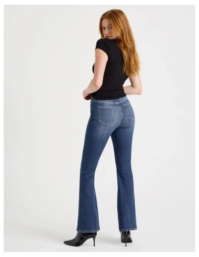 GRAB Skinny Bootcut High Rise Jeans in Medium Indigo