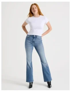 GRAB Skinny Bootcut High Rise Jeans in Light Indigo Vintage Wash