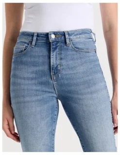 GRAB Skinny Bootcut High Rise Jeans in Light Indigo Vintage Wash