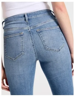 GRAB Skinny Bootcut High Rise Jeans in Light Indigo Vintage Wash