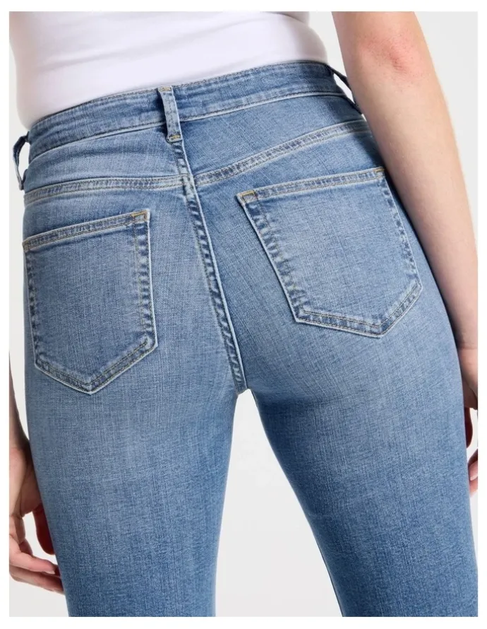 GRAB Skinny Bootcut High Rise Jeans in Light Indigo Vintage Wash
