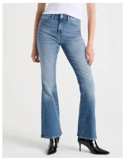 GRAB Skinny Bootcut High Rise Jeans in Light Indigo Vintage Wash