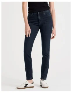 GRAB Skinny Mid Rise Jeans in Blue