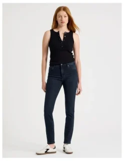 GRAB Skinny Mid Rise Jeans in Blue